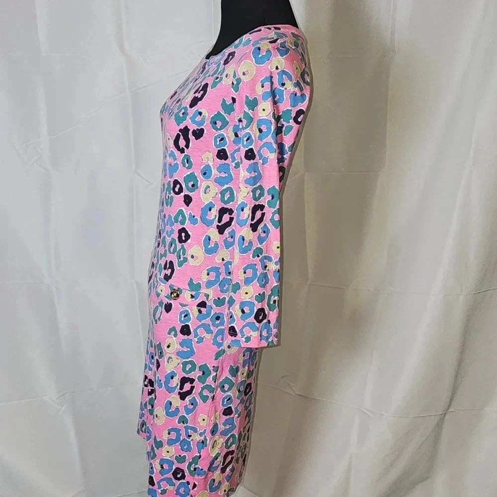 Lilly Pulitzer Corine Paws Off Leopard Pink Multi 3/4 Sleeve Mini Dress XXS - Picture 5 of 12